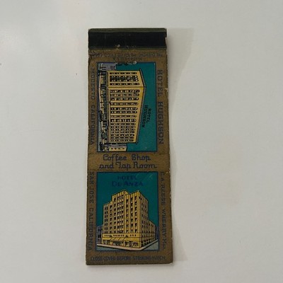 Hotel Dé Anza Coffee Shop & Tap Room San Jose CA Vintage Matchbook Cover TMB44-2