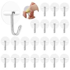 White Adhesive Hooks 24 PCS Round Plastic Ceiling Wall Hanger Waterproof