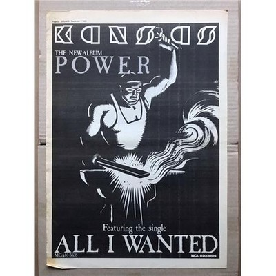 KANSAS POWER POSTER SIZED original music press advert from 1986  - printed on ne