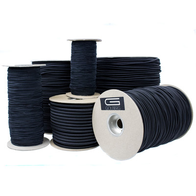Golberg Black Shock Bungee Cord - 1/4'', 1/16'', 1/8'', 1/32'', 2.5 mm Diameters