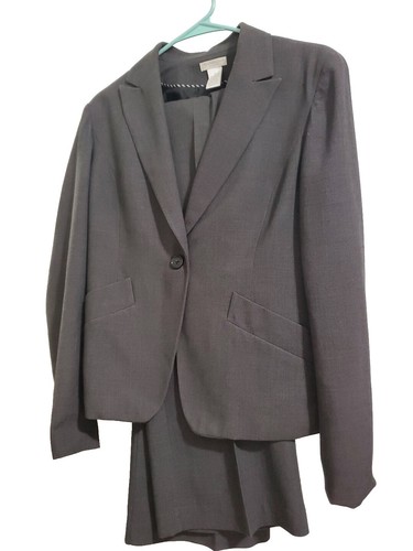 Worthington grauer langärmeliger geradbeiniger Hosenanzug, Damen 10 und Hose 8