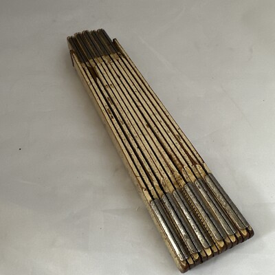 Vintage LUFKIN  Accordion Rule Folding Wood Ruler 72'' USA  Metal 