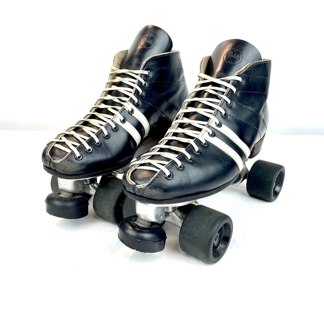 Vtg Riedell Speed Roller Skates Sure Grip Cyclone Black Labeda Mark V