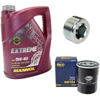 MotoröL ÖLfilter SM104 Set 5W40 5 Liter + ÖLablassschraube FüR Fiat 500 Punto