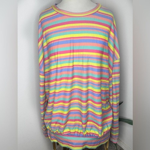Fantastic Fawn Top Colorful Striped Balloon Sleeve Long Sleeved Knit Oversized