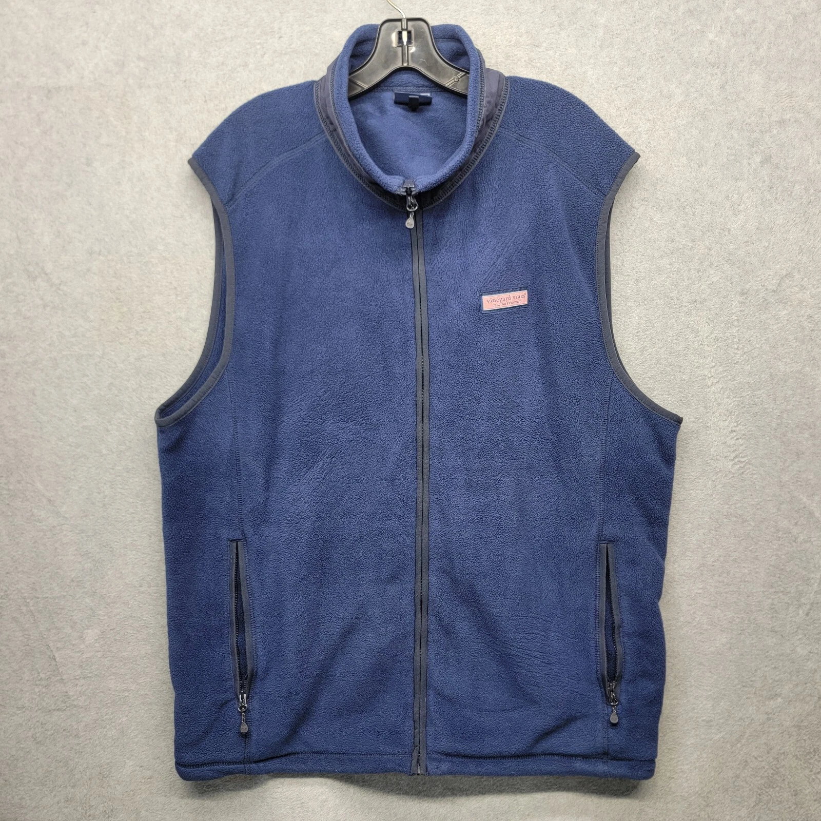 Vineyard Vines Mens XL Vest Blue Full Zip Harbor Fleece Jacket Whale *READ*