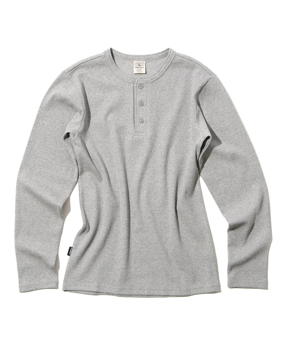 ASK availability first) AVIREX RIB L/S HENLEY NECK T-SHIRT