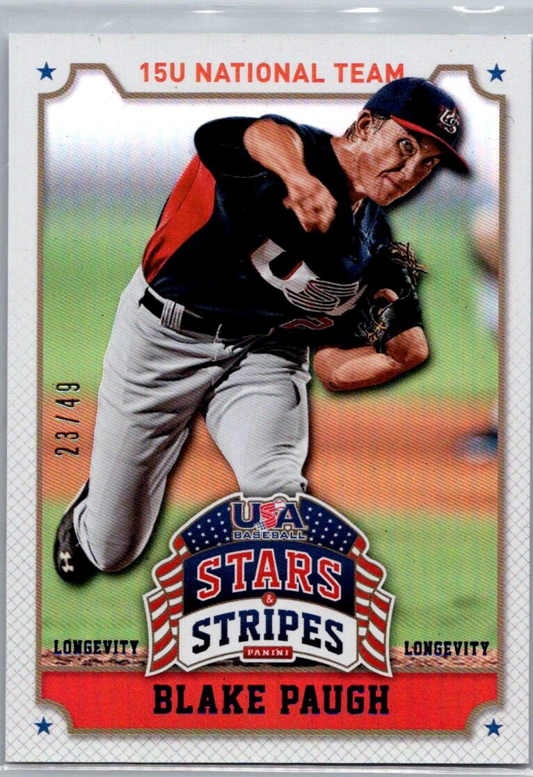2015 Panini Stars and Stripes Longevity Parallel Sapphire /49 Blake Paugh #11