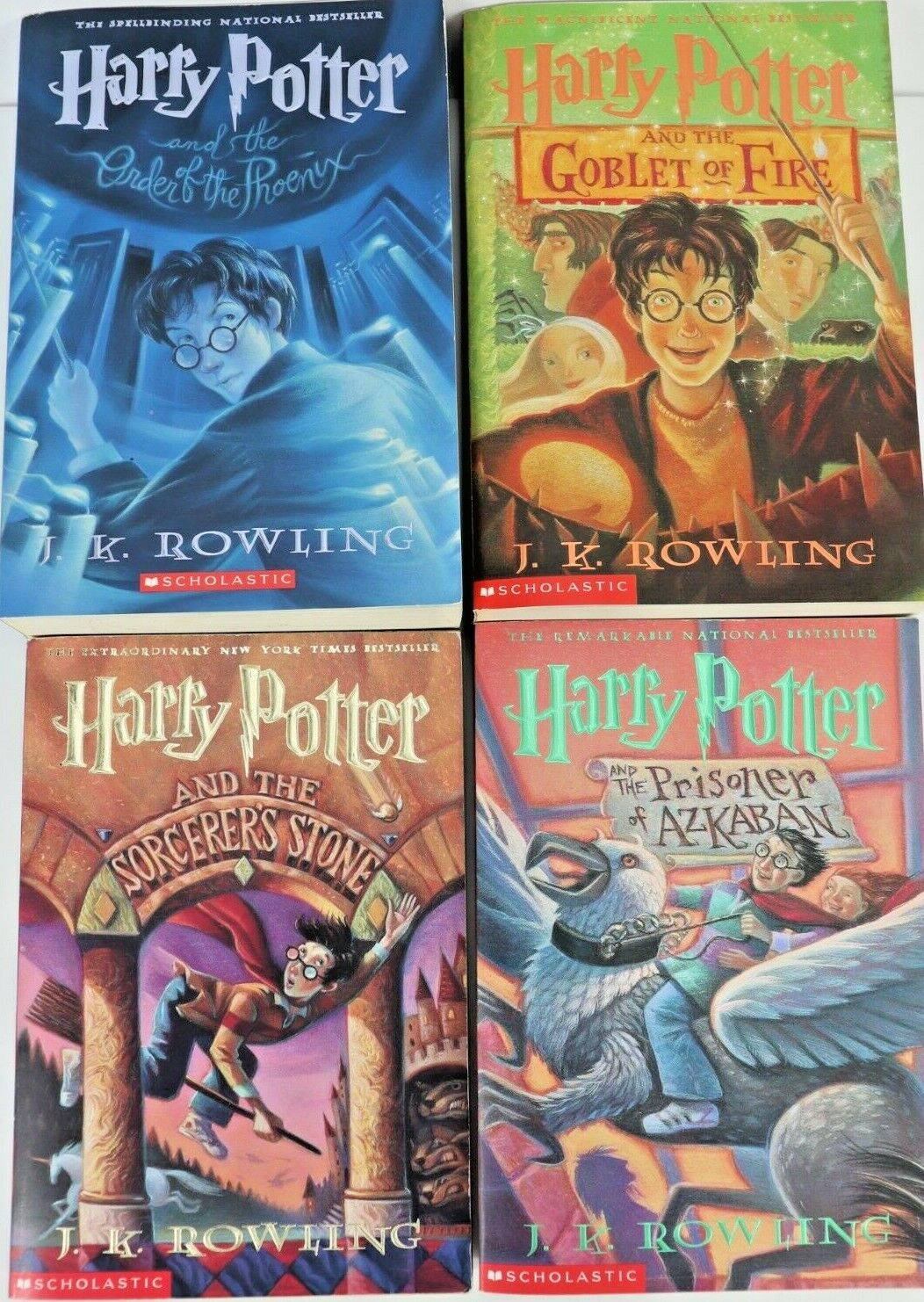 Lot Of 4 Harry Potter Paperback Scholastic Books 1, 3, 4, & 5