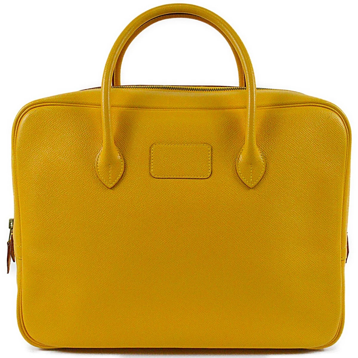 HERMES Vintage 1996 Eiffel Compact Yellow Leather Briefcase Business Bag