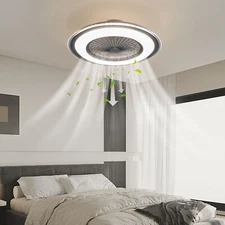 Ceiling Fan Low Profile W/Light Modern 3Speed Flush Mount Bedroom Lamp+Remote
