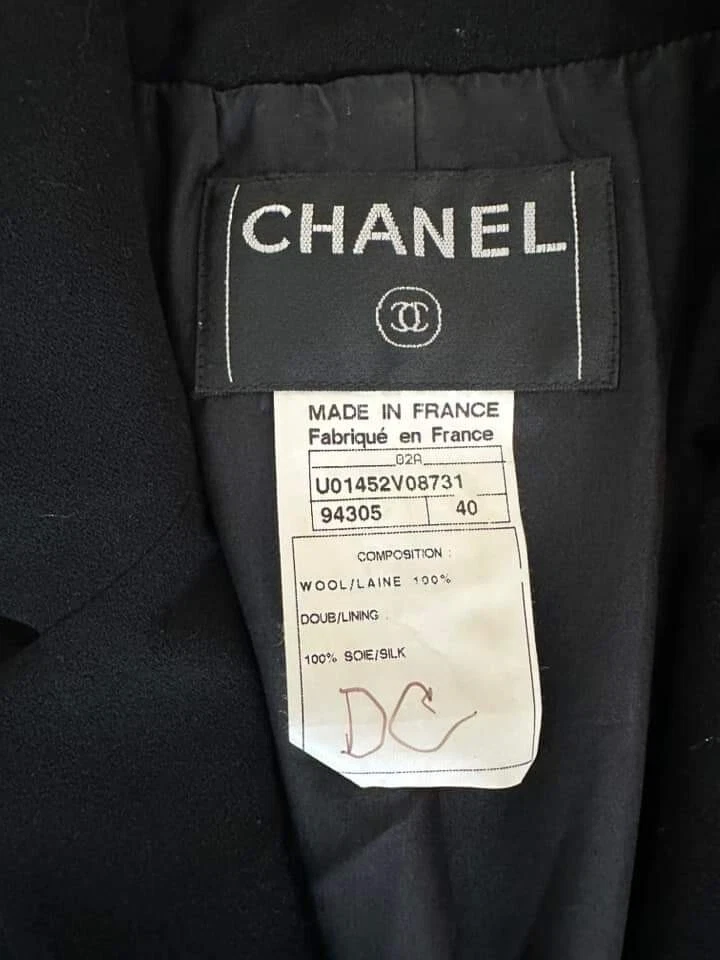 Blazer giacca Chanel Lana Cerniera Donna Nero Taglia 40