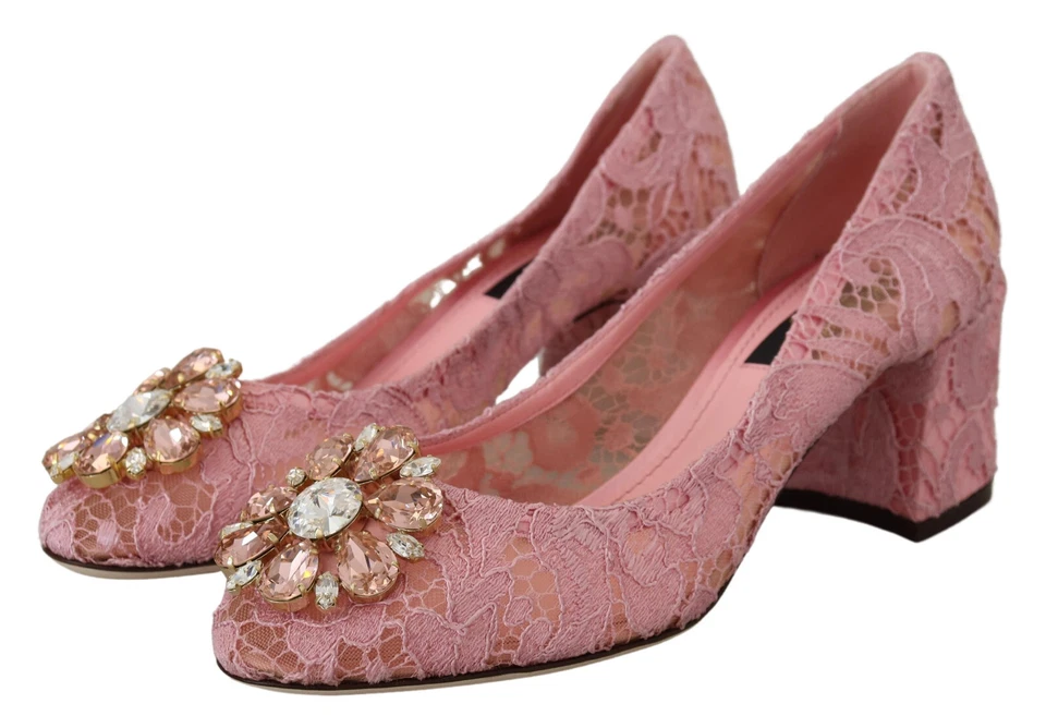Zapatos de salón Dolce & Gabbana rosa pastel Taormina encaje cristal EU35.5 / US5 $1100 Foto 2 de 4