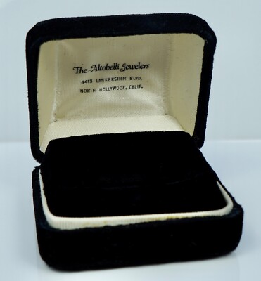 Vintage Altobelli Jewelers Black Velvet Ring Display Presentation Box Hollywood