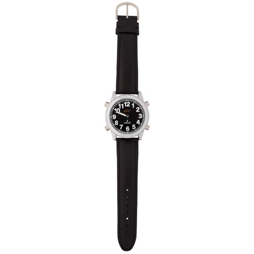 Sprechende Uhr Funk Armbanduhr Sprachausgabe Blindenuhr Herren Lederband 1136SL - Bild 4 von 5