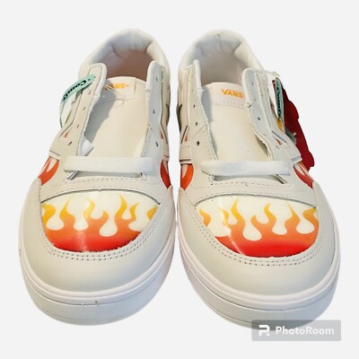 VANS Lowland Cc Mens True White Flame Sneakers Skate Shoes Size 10 NEW