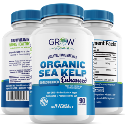 Organic Sea Kelp Enhanced Iodine Pure Healthy Thyroid Support Natural 90 Caps - Picture 1 of 8