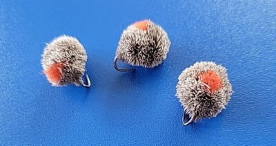 3 BARBLESS GREY CARP TROUT DEER HAIR FLOATING DOG BISCUIT Fly Fishing #12