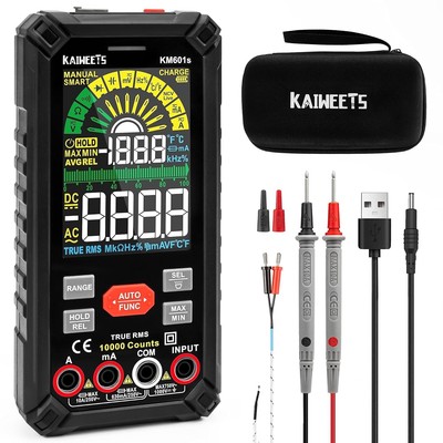 10000 Counts TRMS Rechargeable Smart Multimeter with Color LCD & Flashlight