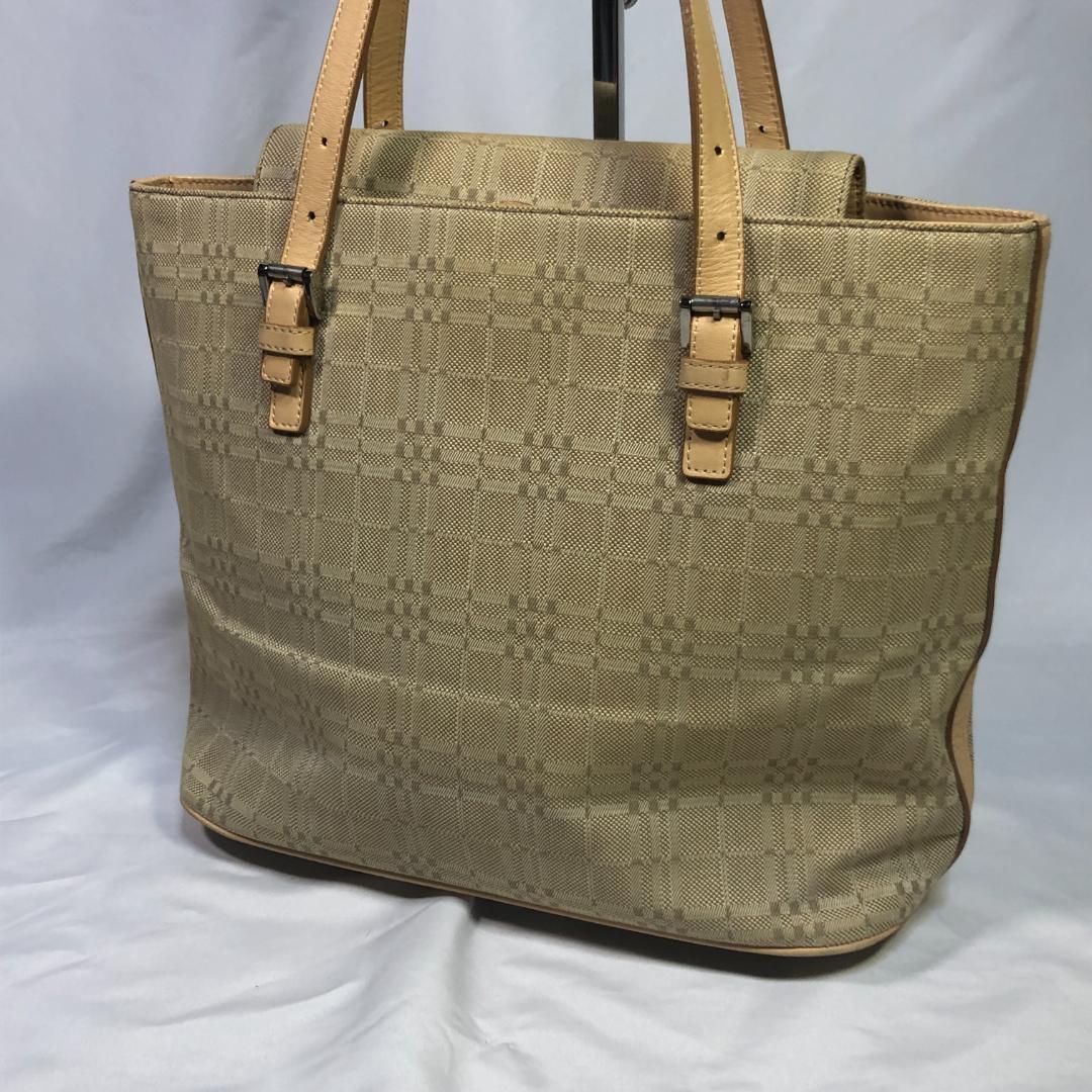 Burberry Nova Check Tote Bag Canvas Shadow Logo