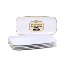 4 Pack Plastic Serving Trays for Party - Gold Rim Serving Tray 10 by 5.5 in -...