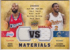 2009-10 UPPER DECK VS DUAL MATERIALS: BARON DAVIS/DeSHAWN STEVENSON #/600 SWATCH