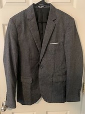 Paul Jones Men s Gray Herringbone Blazer Size M Sport Coat, Notch Lapel, Pol