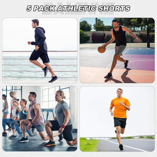 Athletic Shorts for Men with Pockets and Elastic Waistband Quick Dry Activewear - Picture 4 of 12