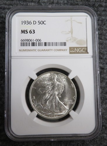 1936 D Walking Liberty Half Dollar - NGC MS63