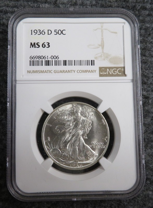 1936 D Walking Liberty Half Dollar - NGC MS63