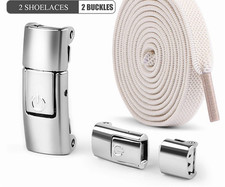 Lot of 5 No Tie Elastic 8mm Flat Shoe Laces w/Press Lock Kids Adults Sneaker Gft