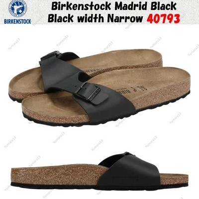 Birkenstock Madrid noir noir largeur étroite 40793 taille unisexe - Photo 1/4