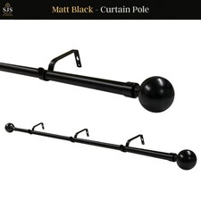 Curtain Pole Metal Chrome Black Cream 19mm Custom Size Rod Venice Finials Eyelet