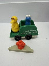 Vintage Fisher Price Sesame Street Big Bird Cookie Monster Sanitation Truck