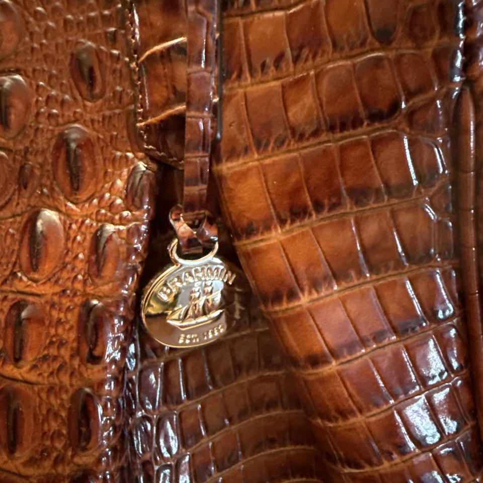 ❤️ Usado en Excelente Condición Bolso de Mano Brahmin Elisa Cartera Grande Cuero Necan Melbourne con Bolsa para el Polvo Foto 3 de 4