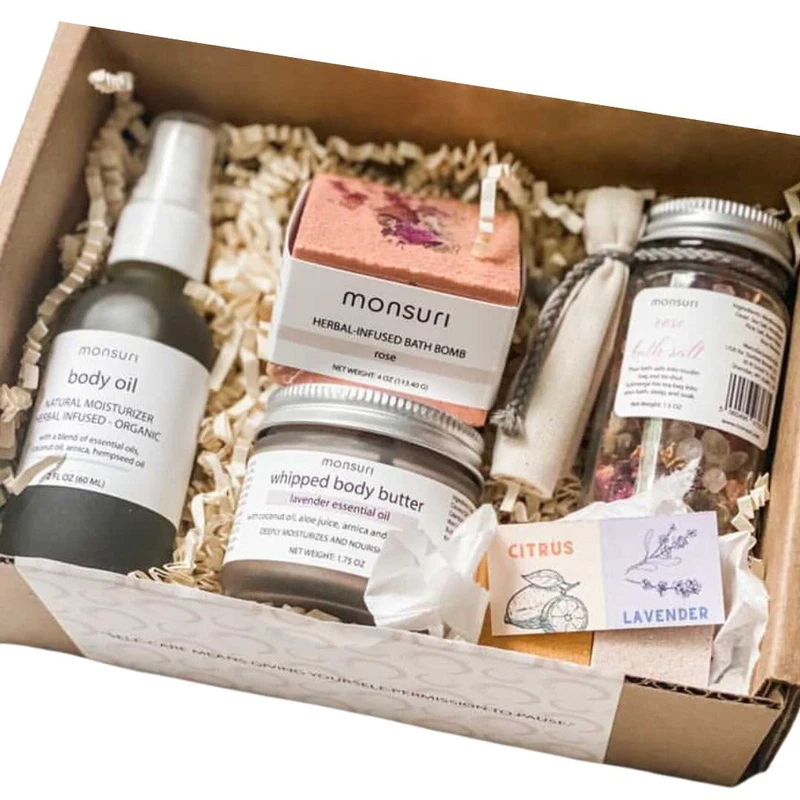 Monsuri Self Care Gift Basket For Mom Mommy Care Package Pampering Gift Set