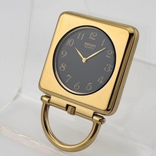 SEIKO 1400 1130 Pocket Watch Gold Black QZ Timepiece Vintage Genuine