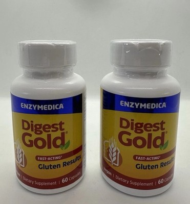 2 Enzymedica Digest Gold Fast Acting Gluten Results 60 Caps Ea Exp12/26 Sealed