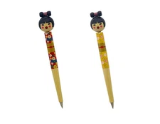 Traditional Japanese Folk Craft Souvenir: Kokeshi Doll Ballpoint Pens, Set Of 2_