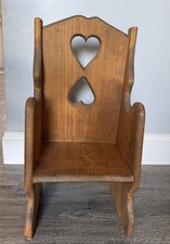 Vintage Wooden Child/Doll Chair With Heart Cutouts Country Cottage Decor 20