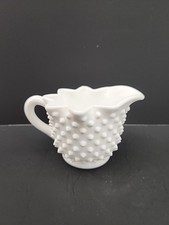 Fenton Star Crimped Edge Hobnail Milk Glass Creamer 1950s-1970s Vintage. 