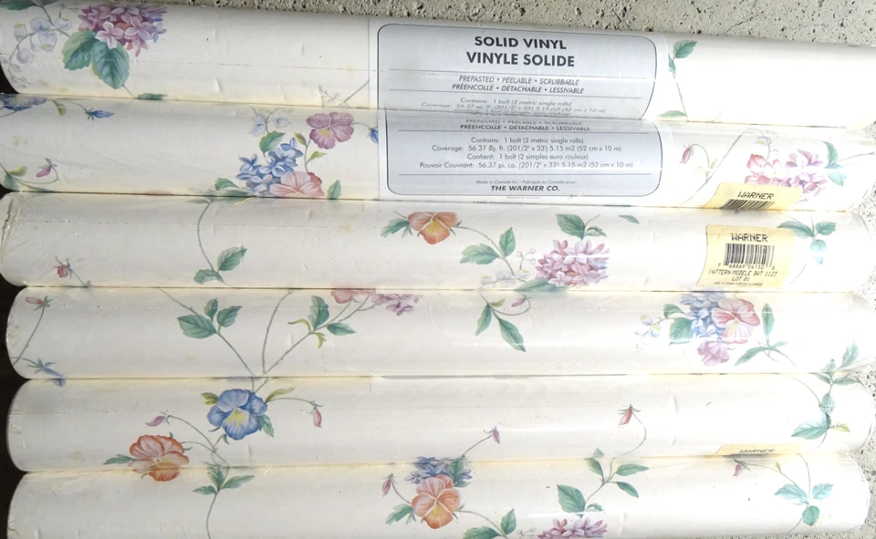 6 Rolls Pansies Lilacs Purple Red Orange Green Leaves Wallpaper 336 Sq Ft - Image 4 of 4