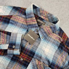 NEW Eddie Bauer Classic Fit Signature Flannel Shirt Mens LT Tall Plaid Blue Red