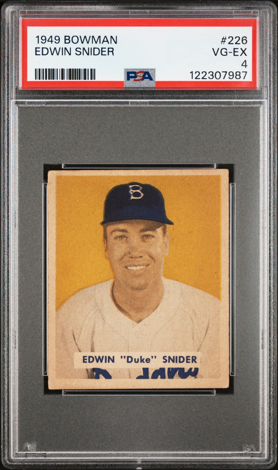 1949 Bowman Duke Edwin Snider Rookie PSA 4 VGEX RC 226 Brooklyn Dodgers Baseball