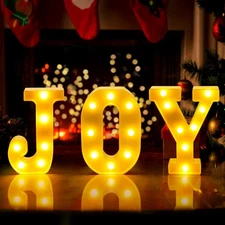 Christmas Decor - LED Marquee Light Up Letters Sign Joy for Home, Kitchen, Fi...