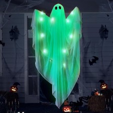 "Halloween Hanging Light up Ghost with Spooky Green LED Light, 47 Halloween Han