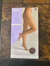 NWT Silk Impressions Size XXL Ultra Fine Sheer Panty Hose 2-Pack Cocoa