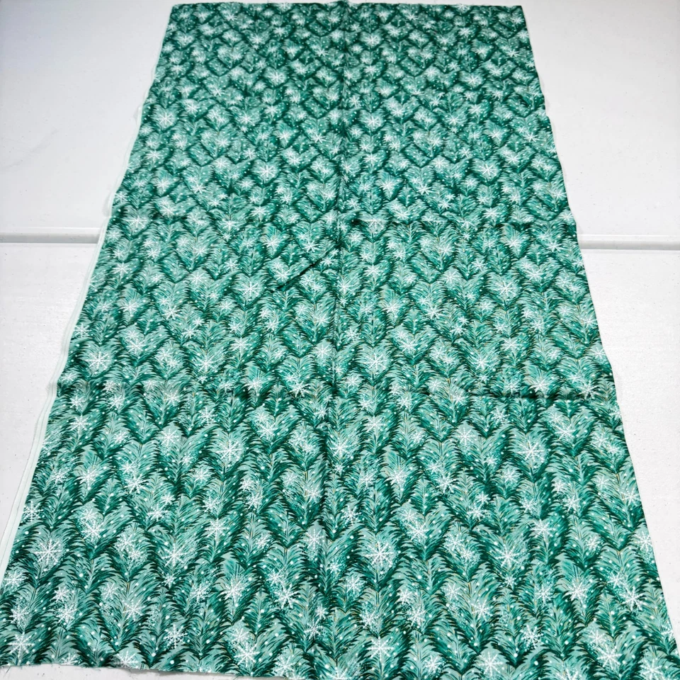 Acolchado Tesoros atemporales Tela Algodón Verde Invierno Árboles 44x39 1 Yarda Años 90 Foto 2 de 4