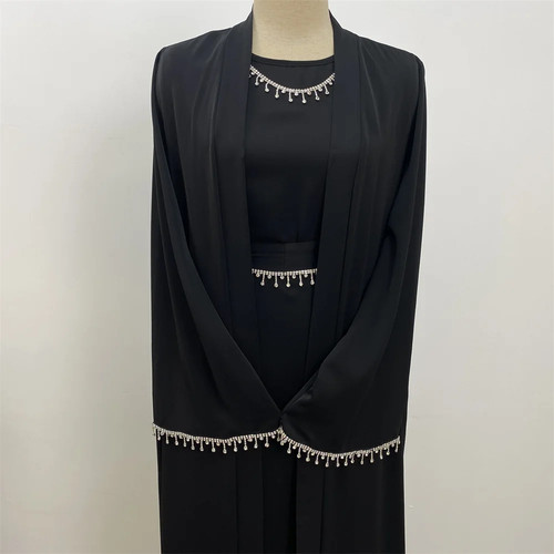 Turkey Modesty Robe Elegant with Pockets Muslim Sets Kimono Kaftan Islam Khimar - Picture 4 of 29