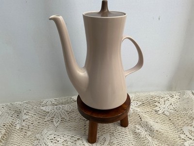 Vintage Poole Keramik Twintone Pilz und Sepia große Kaffeekanne & Deckel 24 cm